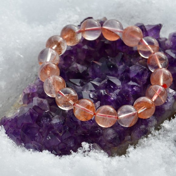Crystalbabyhkyyc🔮 9mm+ Red Hematoid Quartz Bracelet - Picture 1 of 2